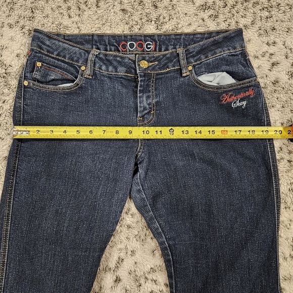 COOGI SZ 13/14 Gold Embroidered Stretch Flare Med Wash Blue Jeans Streetwear - Picture 9 of 13